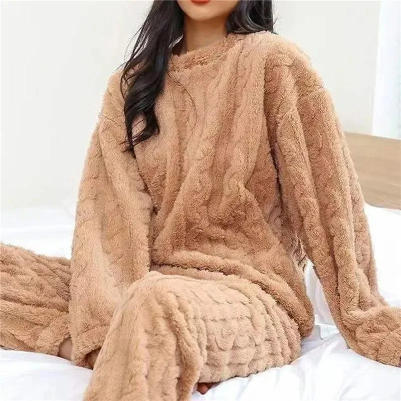 Best selling  Winter Warm Coral Velvet Pajamas Set for Women – Cozy, Thick & Soft Sleepwear