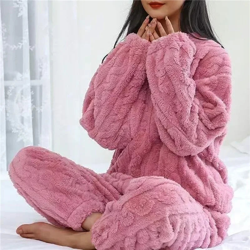 Best selling  Winter Warm Coral Velvet Pajamas Set for Women – Cozy, Thick & Soft Sleepwear